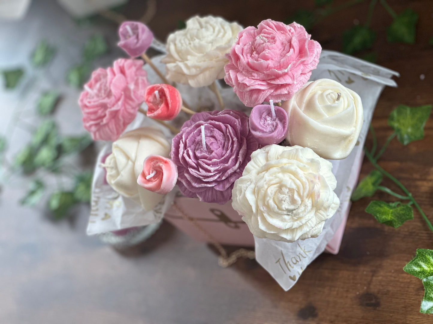 Petals of Love – Handbag Candle Bouquet