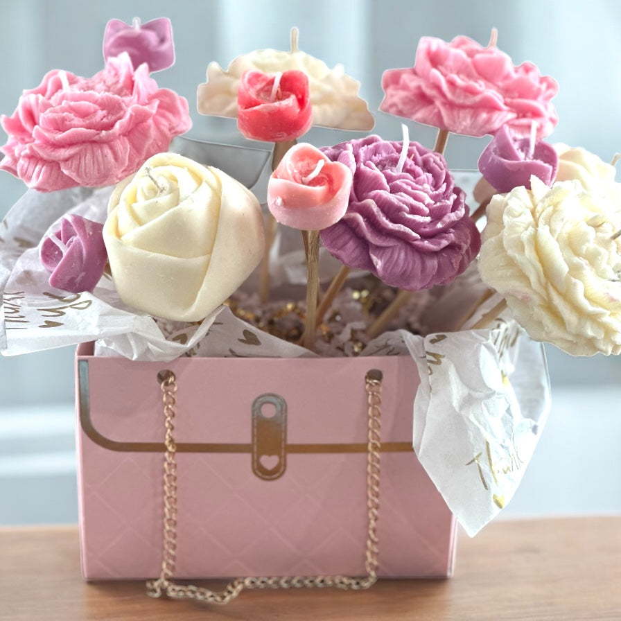 Petals of Love – Handbag Candle Bouquet